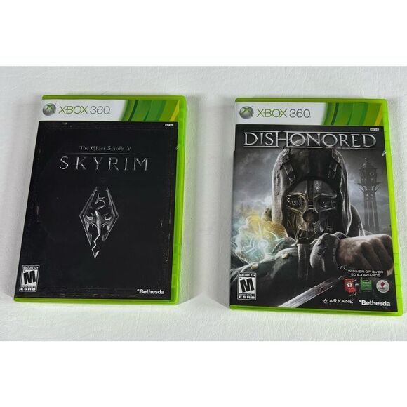 XBOX 360 DisHonored and The Gider Scrools V Microsoft Bethesda - Picture 1 of 5